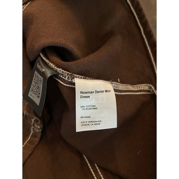 NWT Reformation Newman Brown Denim Button Front Mini Dress Long Sleeve Size 12 - Picture 12 of 13